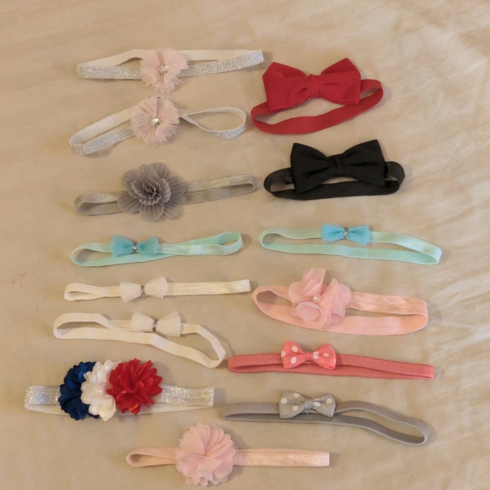 Bundle of 14 Elastic Baby Headbands